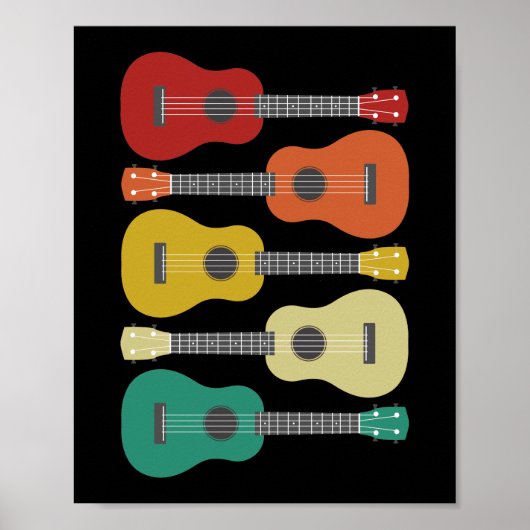 Poster Retro Vintage 5 Ukulele Joueur Hawaï (Devant)