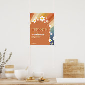 Poster Retro Vintage Bienvenue Rainbow Daisy (Cuisine)