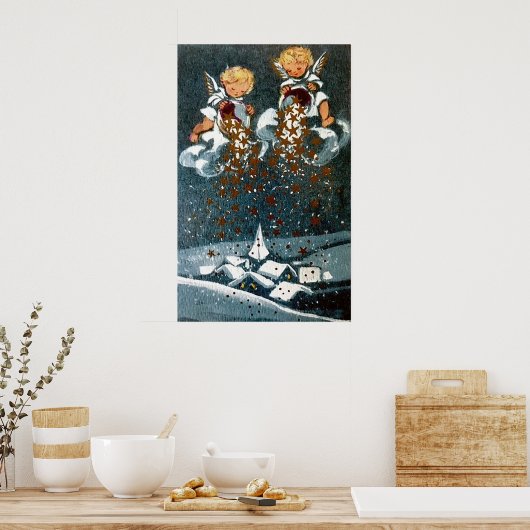 Poster Retro vintage Christmas Holiday Angles (Cuisine)