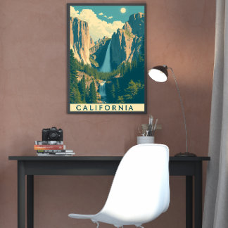 Poster rétro Vintage de la cascade de Yosemite