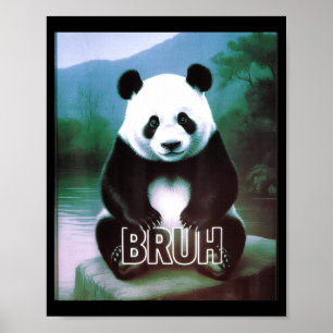 Poster Rétro Vintage Drôle Bruh Panda Argot Mème Animal L