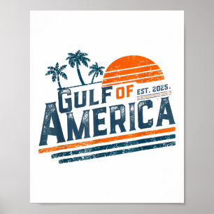 Poster Retro Vintage Gulf Of Us America 2025 American Fla
