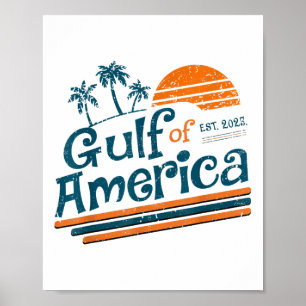 Poster Retro Vintage Gulf Of Us America 2025 American Fla