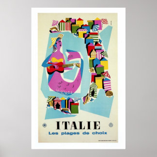 Poster Retro vintage Italie publicité de voyage italienne