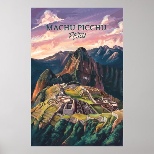 Poster Rétro Vintage Machu Picchu Pérou V-01 (Devant)