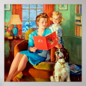 Poster rétro vintage mère lecture (Devant)