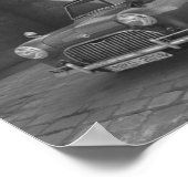 Poster rétro vintage Mini Cooper noir et blanc (Coin)