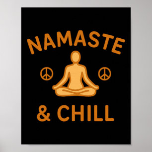 Poster Rétro Vintage Namaste Et Chill Méditation Et Yoga