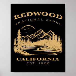 Poster Retro Vintage Parc National Redwood Pour Les Enfan