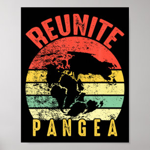 Poster Rétro Vintage Réunir Pangea Drôle Jour de la Terre