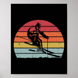 Poster Retro Vintage Snow 80s Ski Sunset