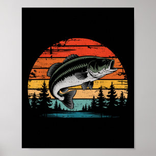 Poster Retro Vintage Sunset B Pêche Poisson Pêcheur Poiss