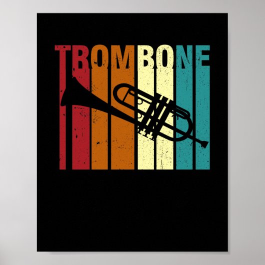 Poster Rétro Vintage Trombone Marching Band Trombone (Devant)