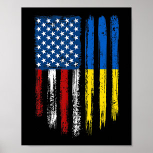 Poster Retro Vintage USA Drapeau Ukraine Patriotique ukra