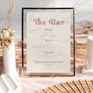 Poster Retro Vintage Wedding Boissons Bar Menu