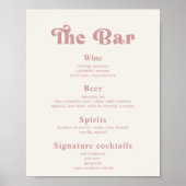 Poster Retro Vintage Wedding Boissons Bar Menu (Devant)