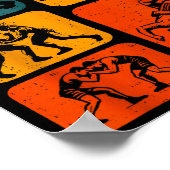 Poster Retro Vintage Wrestling Silhouette Wrestler Men Wo (Coin)