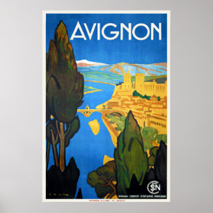 Poster Rétro voyage vintage Avignon de Français d'art