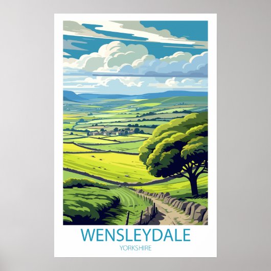 Poster Retro Voyage Wensleydale Yorkshire Wall Art (Devant)