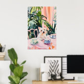 Poster Retro West Highland White Terrier Poster, Westie (Bureau à domicile)