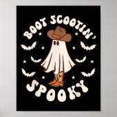Poster Retro Western Halloween Cute Ghost Funny Boot Scoo (Devant)