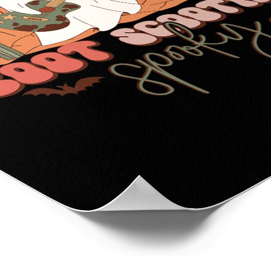 Poster Retro Western Halloween Cute Ghost Funny Boot Scoo (Coin)