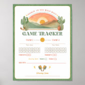 Poster Retro Western Pickleball Game Tracker Sheet  (Devant)