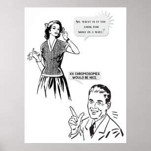 Poster Retro Woman Interroge Sur Le Mariage