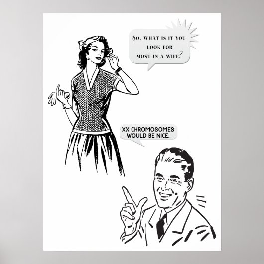 Poster Retro Woman Interroge Sur Le Mariage (Devant)