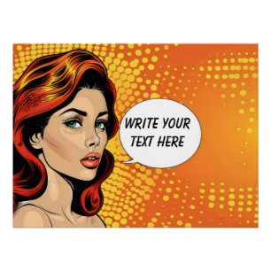 Poster Retro Woman Orange personnalisable