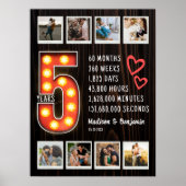Poster Retro Wood 5th Anniversary Custom Photo Collage (Devant)
