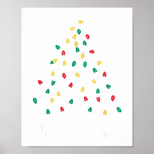 Poster Retro Xmas Merry Christmas Tree Lights (Devant)