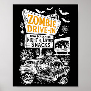 Poster Retro Zombie Drive À Skeleton Movie Night Hotel H