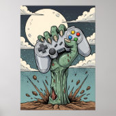 Poster Retro Zombie Gamer Hand - Classic Controller Grip (Devant)