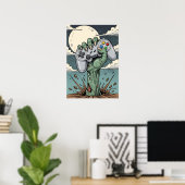 Poster Retro Zombie Gamer Hand - Classic Controller Grip (Bureau à domicile)