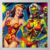 Poster Retro Zombie Pin-up (Devant)