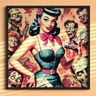 Poster Retro Zombies Pin-up
