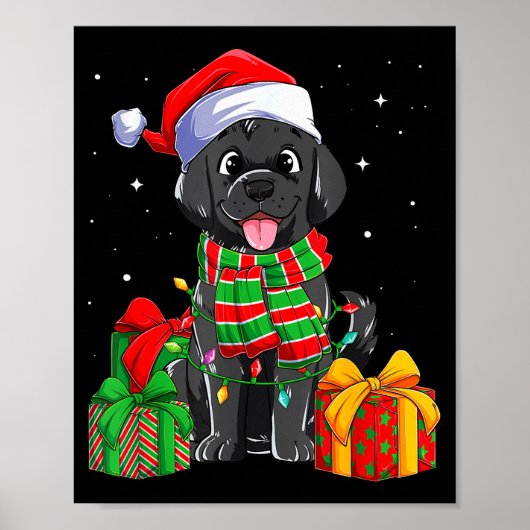 Poster Rétroéclairage de Noël Retriever Labrador Noir Xma (Devant)