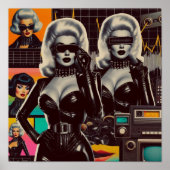 Poster Rétrofuturisme Filles en cuir (Devant)