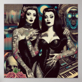 Poster Retrowave Goth Girls (Devant)