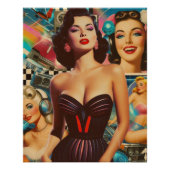Poster Retrowave Pin-up Collage (Devant)