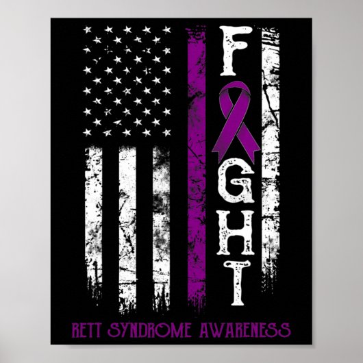 Poster Rett Syndrome Guerrier Us Drapeau Décerné Syndrome (Devant)