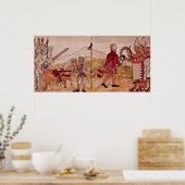 Poster Réunion de Hernando Cortes et Montezuma (Cuisine)