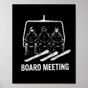 Poster Réunion de planche de snowboard Remontée mécanique
