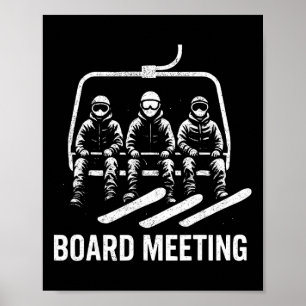 Poster Réunion de planche de snowboard skieur de remontée