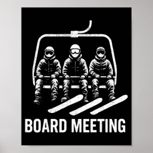Poster Réunion de planche de snowboard Skieur de remontée