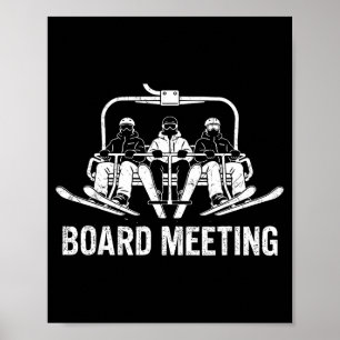 Poster Réunion de planche de snowboard skieur de remontée