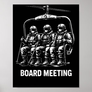 Poster Réunion de planche de snowboard télésiège skieur h