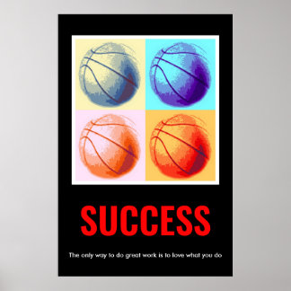 Poster Réussite Motivation Basketball Pop Art