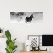 Poster Réussite motivationnelle Chevaux blancs noirs (Bureau à domicile)